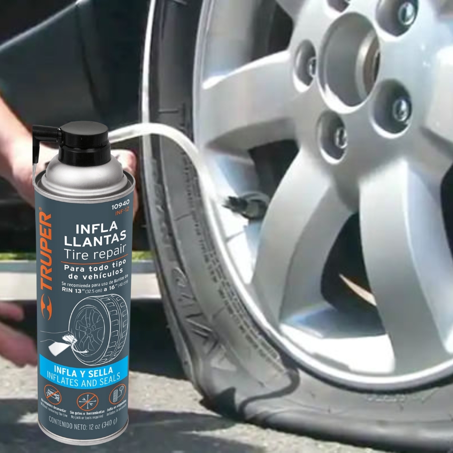 Inflador De LLantas, Sellador Para Ponchadura De Llanta De Motos Y Autos