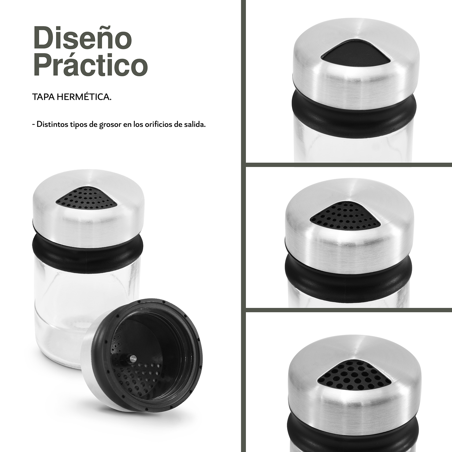 Set de 6 Especieros de Vidrio con Base .