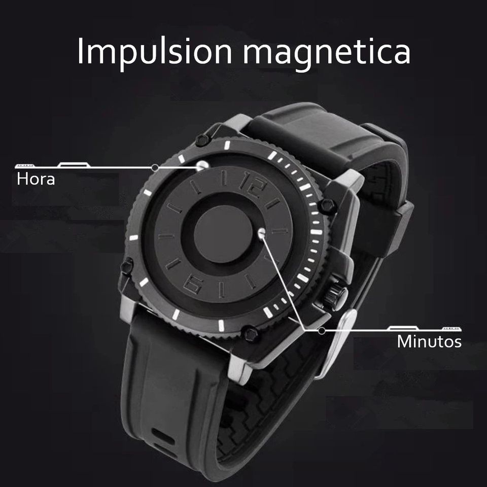 Reloj deportivo informal de lujo balines negro contra agua militar magnético metálico imanes