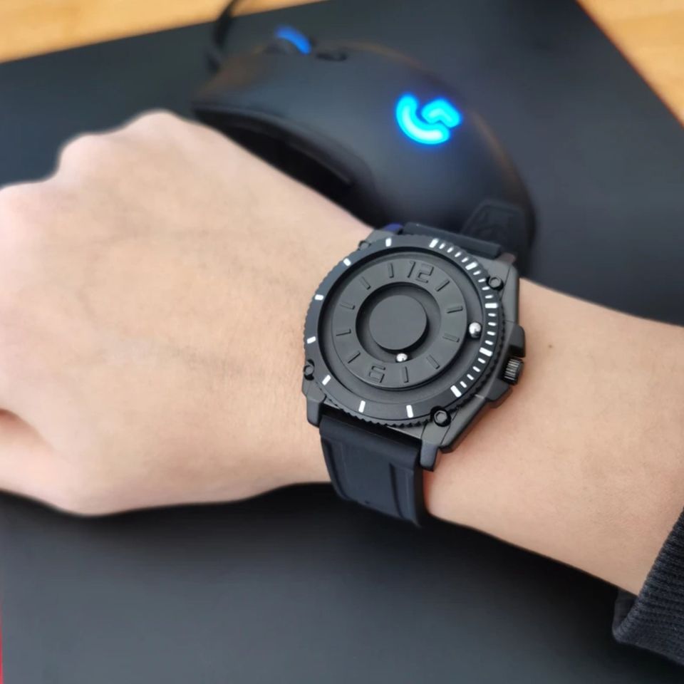 Reloj deportivo informal de lujo balines negro contra agua militar magnético metálico imanes