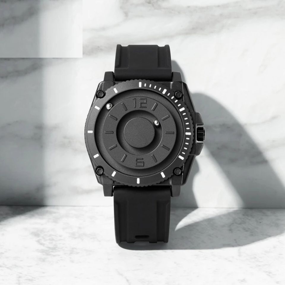 Reloj deportivo informal de lujo balines negro contra agua militar magnético metálico imanes