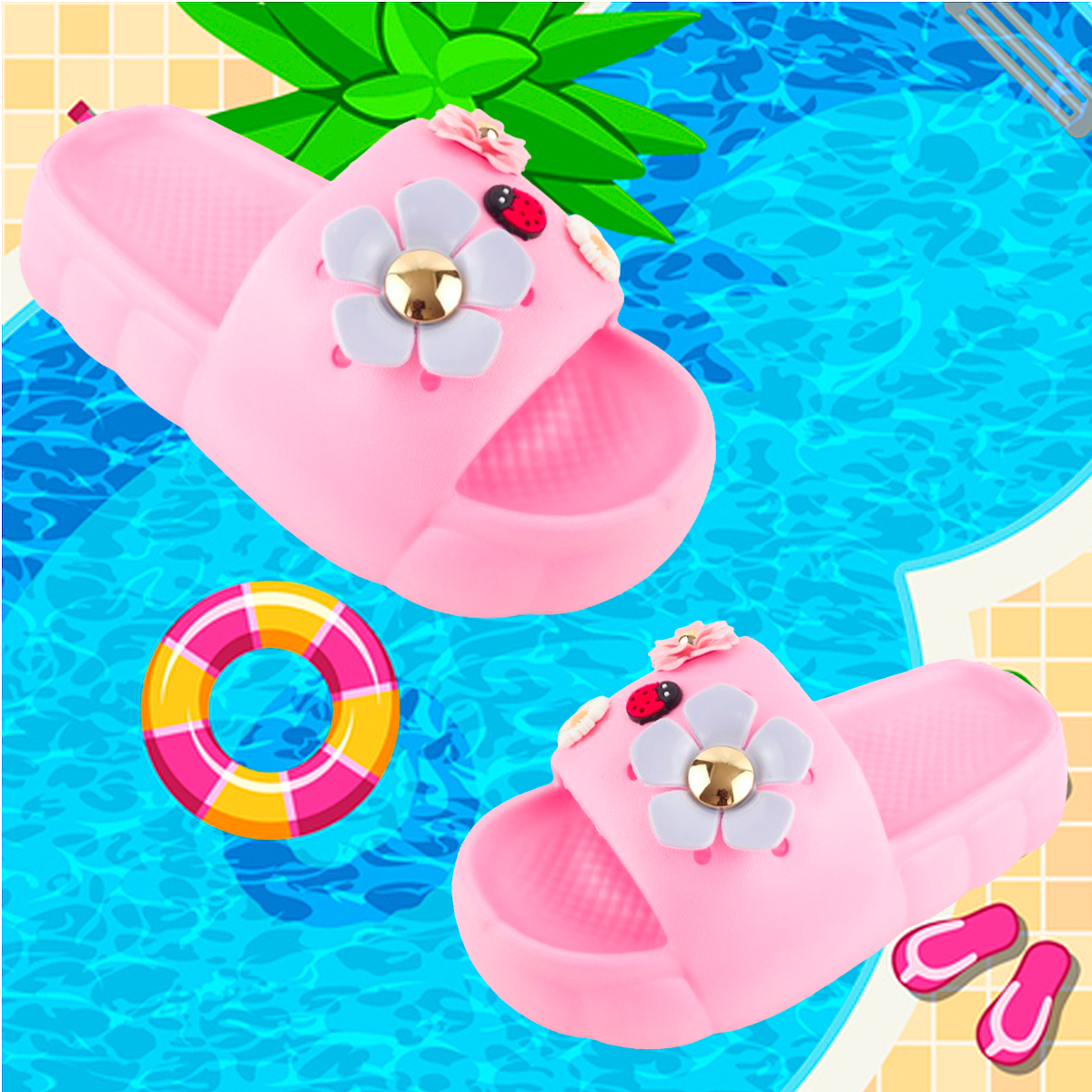 Sandalias Playa Chancla Alberca Moda rosa Modernas708-r.