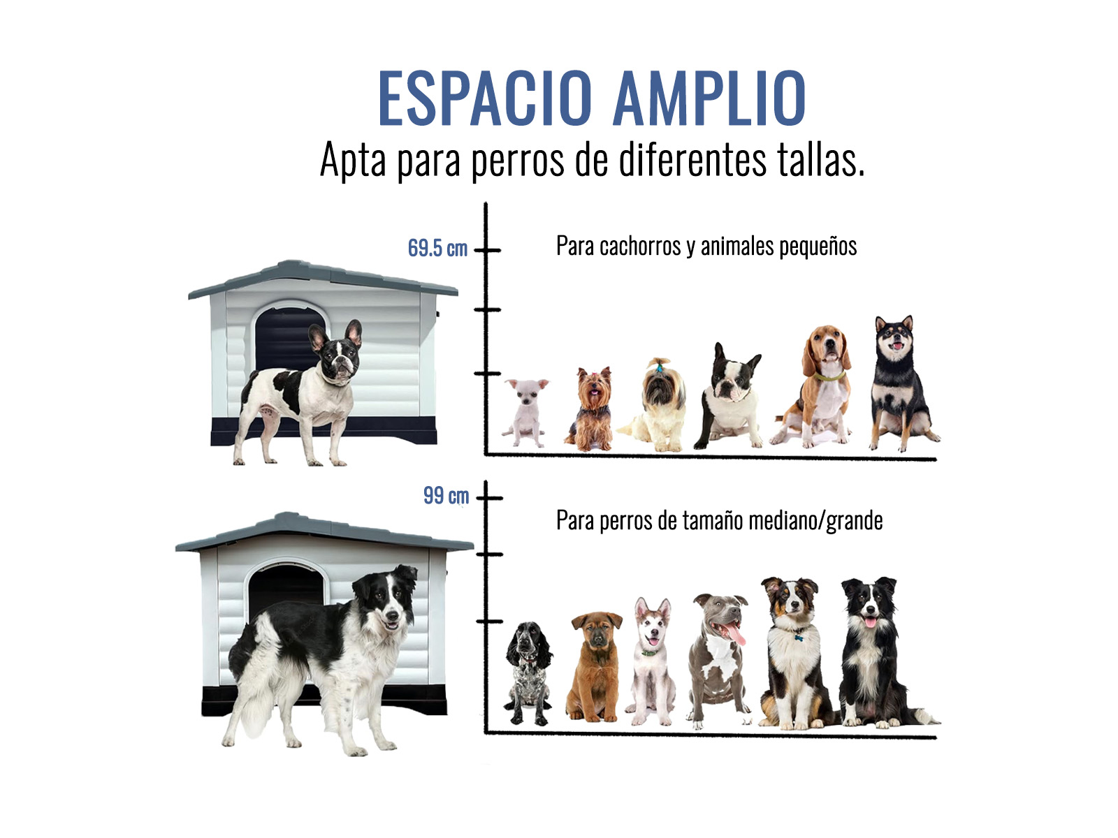 Casa Para Perro Raza Gd Térmica Interior/exterior Gris .
