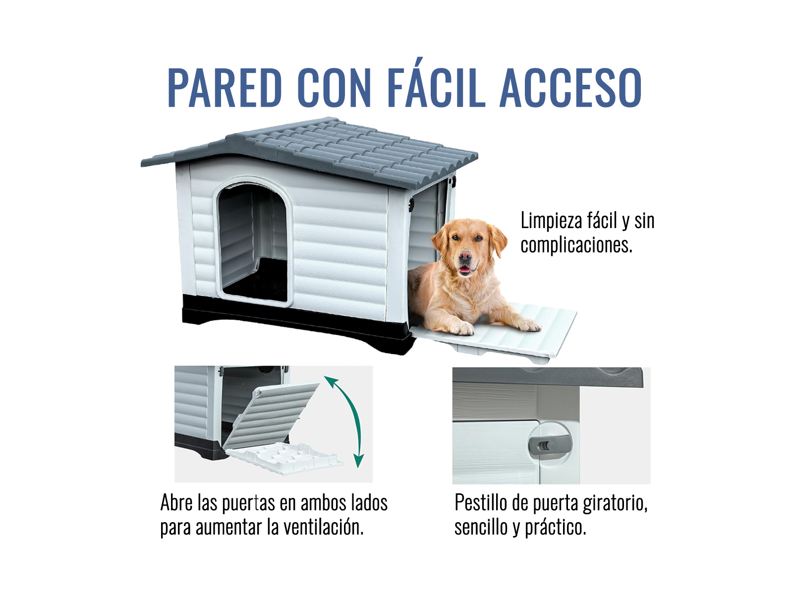 Casa Para Perro Raza Gd Térmica Interior/exterior Gris .