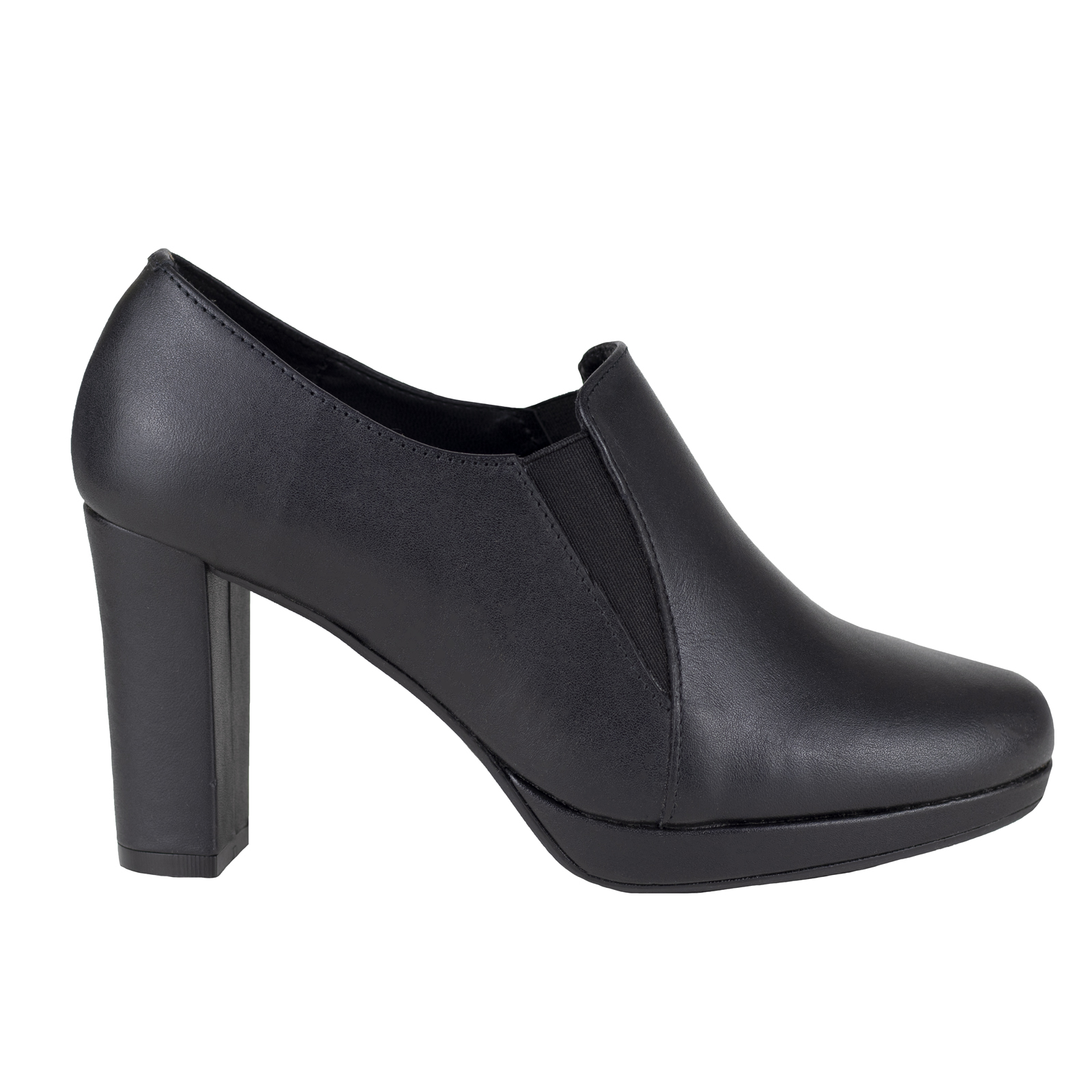 Zapato De Tacón Negro De Vestir Para Mujer Vicenza 7105 Piel Lisa Oficina.