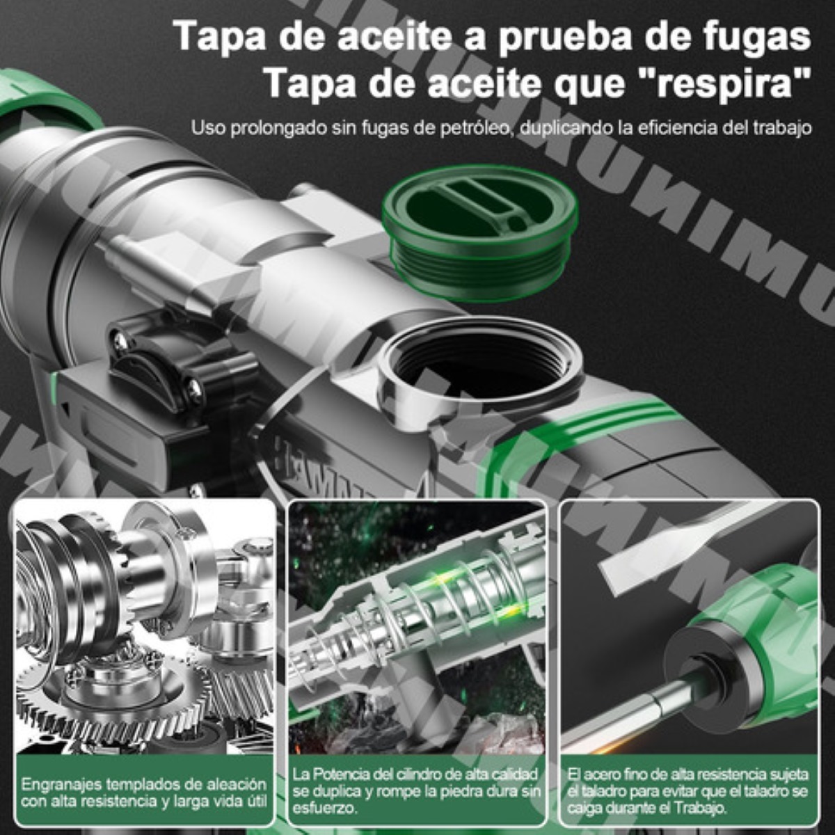 2000 W Rotomartillo Perforador Cincelador Taladro Industrial Verde