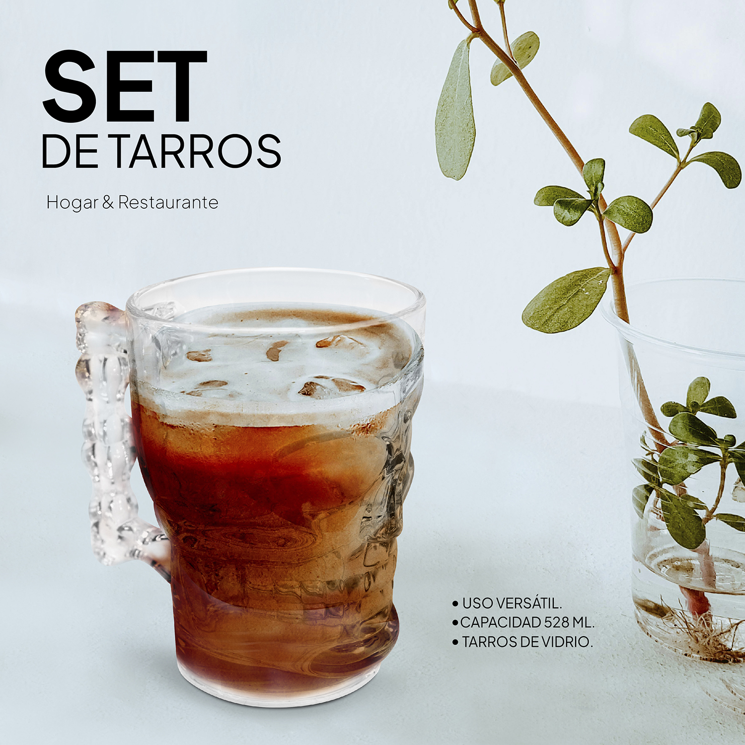 Juego de 6 Tarros de Cerveza  con diseño Calavera.