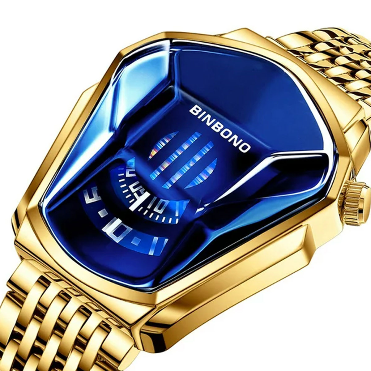 Reloj de Lujo Para Caballero Binbond Fralugio De Metal Dorado .