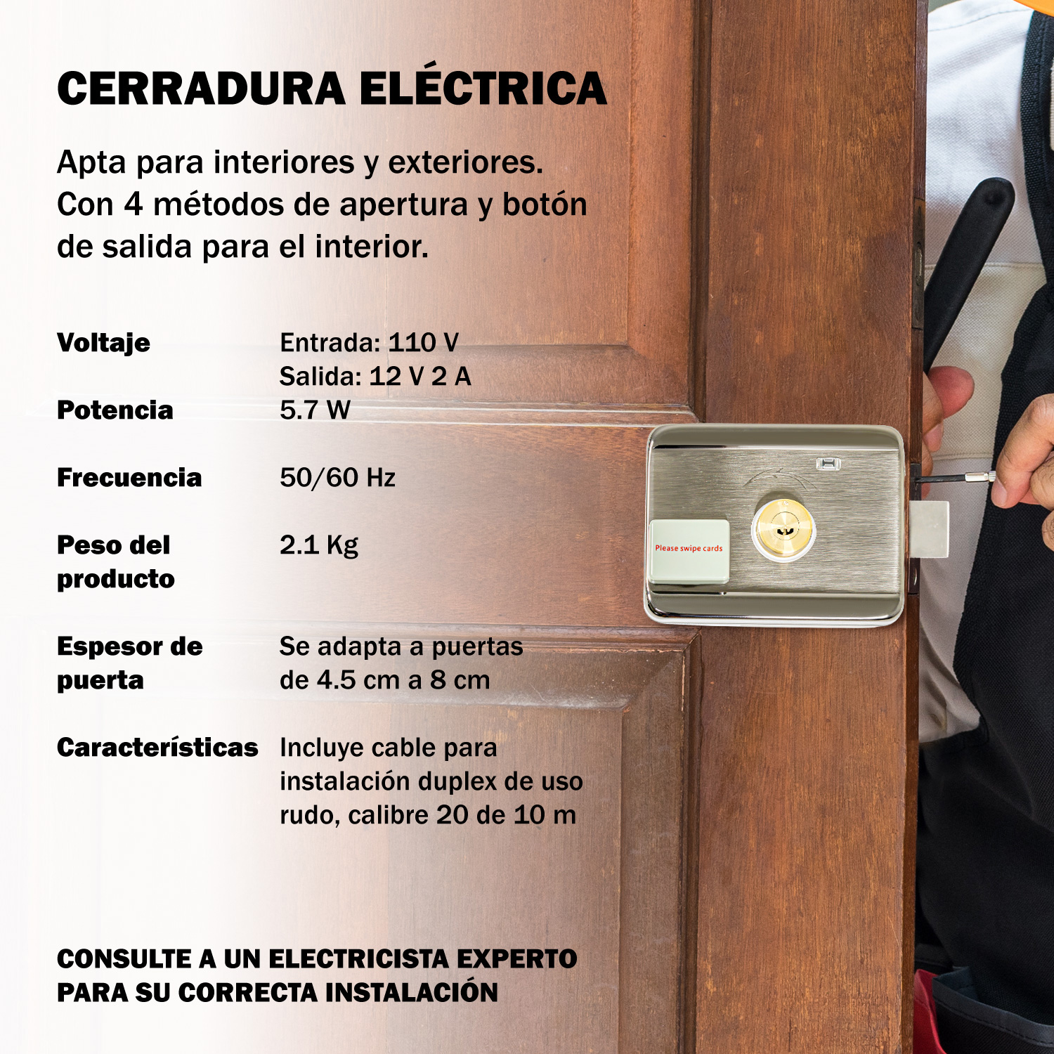 Chapa Cerradura Electrica Control RFID Acceso Inteligente.