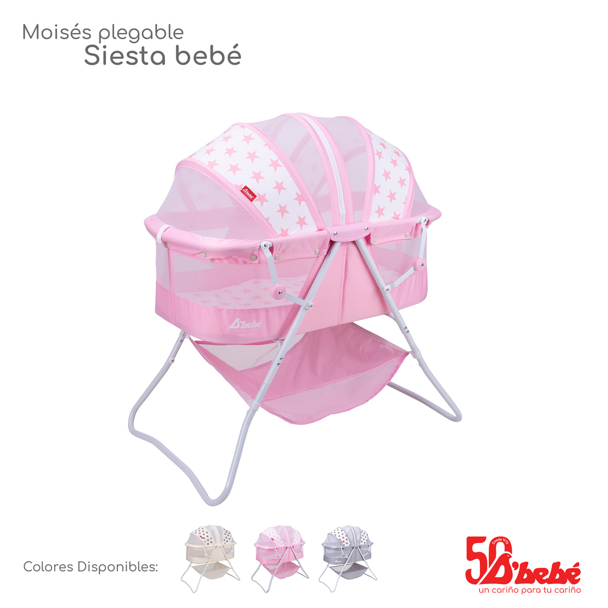 Moisés Cuna Plegable D'bebé Siesta Bebé Rosa