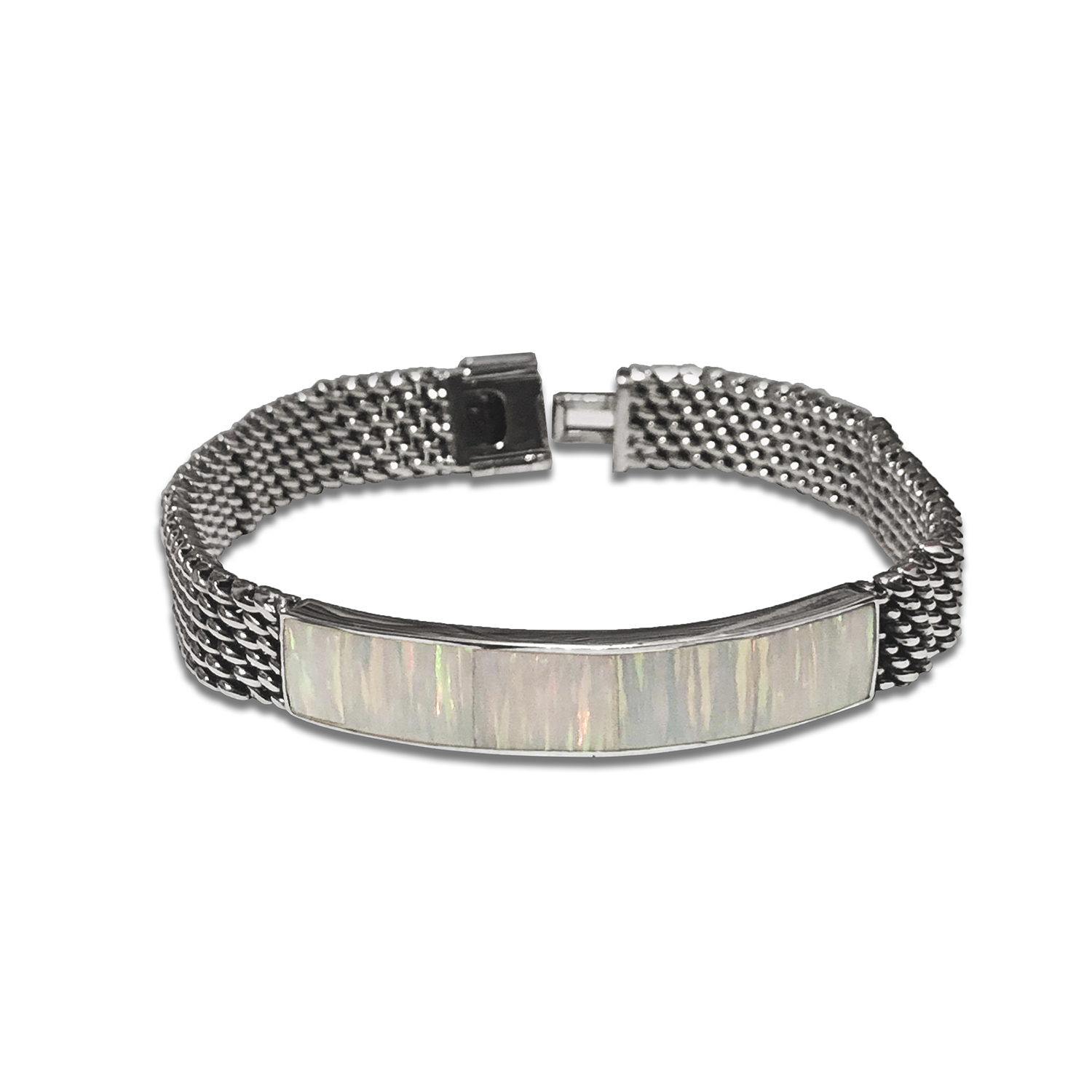 Pulsera Esclava Panza de Víbora De Plata .925 y Ópalos