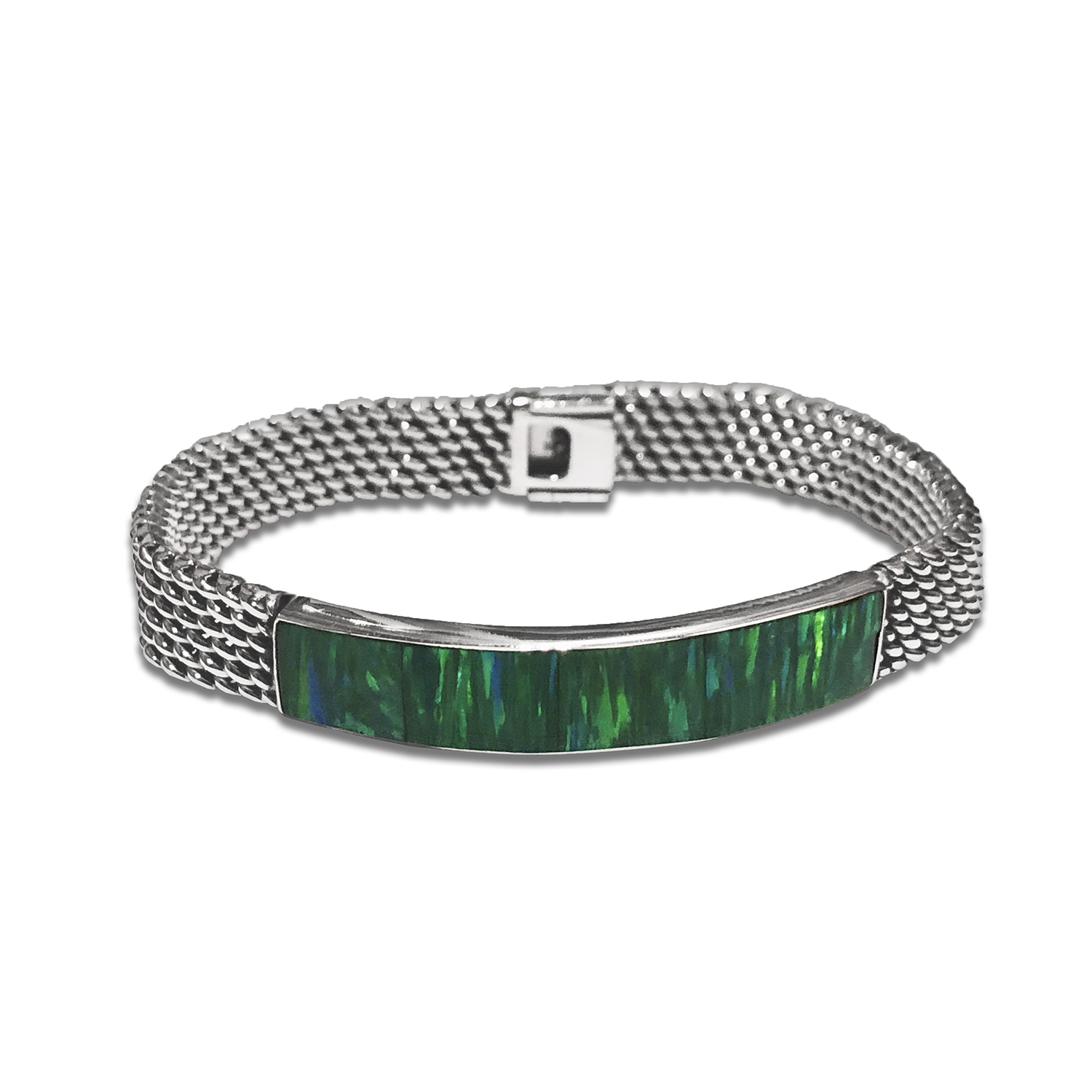 Pulsera Esclava Panza de Víbora De Plata .925 y Ópalos