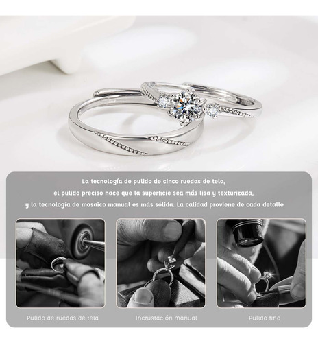 2 Anillos Promesa Plata Fina 925 Moderno Parejas Compromiso