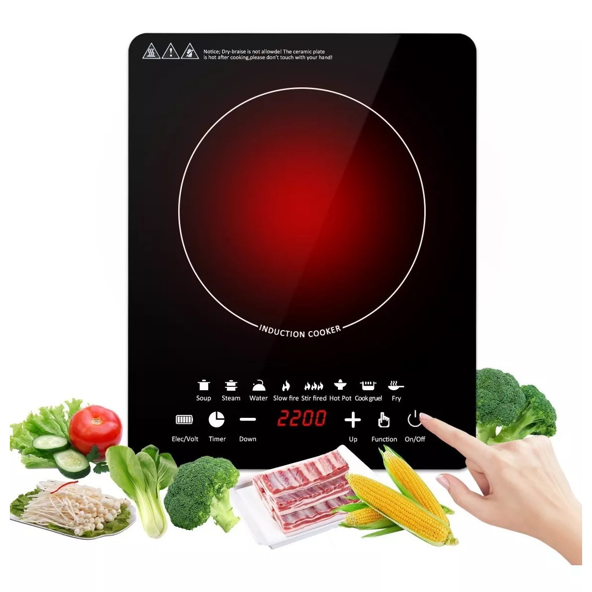 Digital Parrilla Eléctrica Inducción 2200w Control Tactil