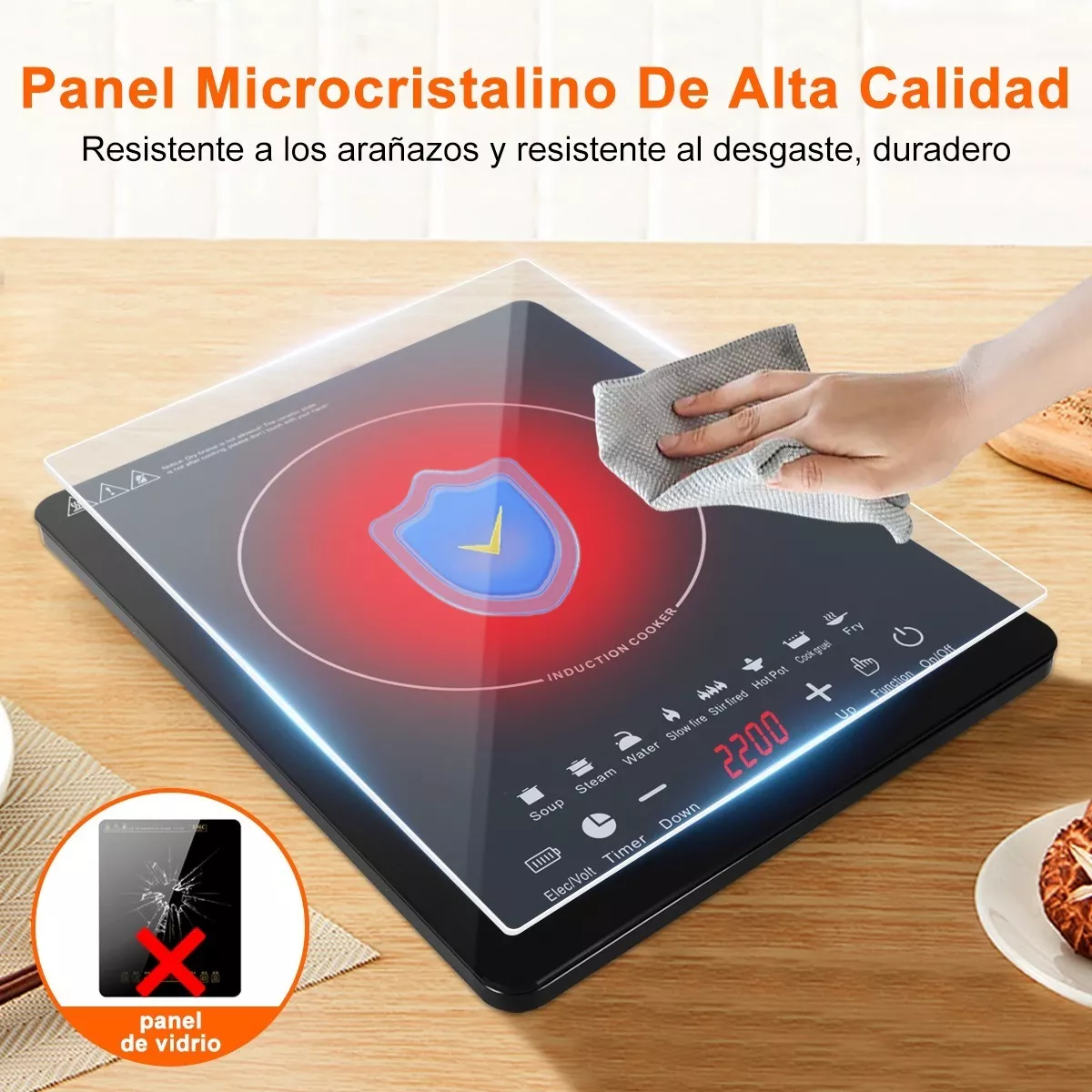 Digital Parrilla Eléctrica Inducción 2200w Control Tactil