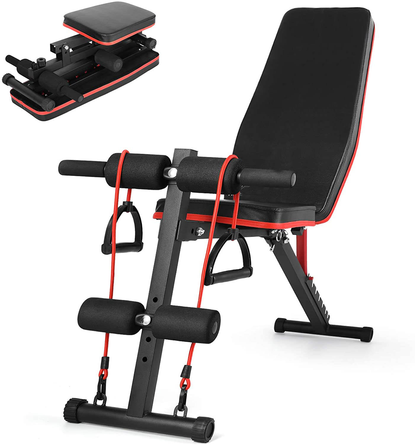 Banco Plegable Multifuncional Con Ligas, Entrenamiento Gym