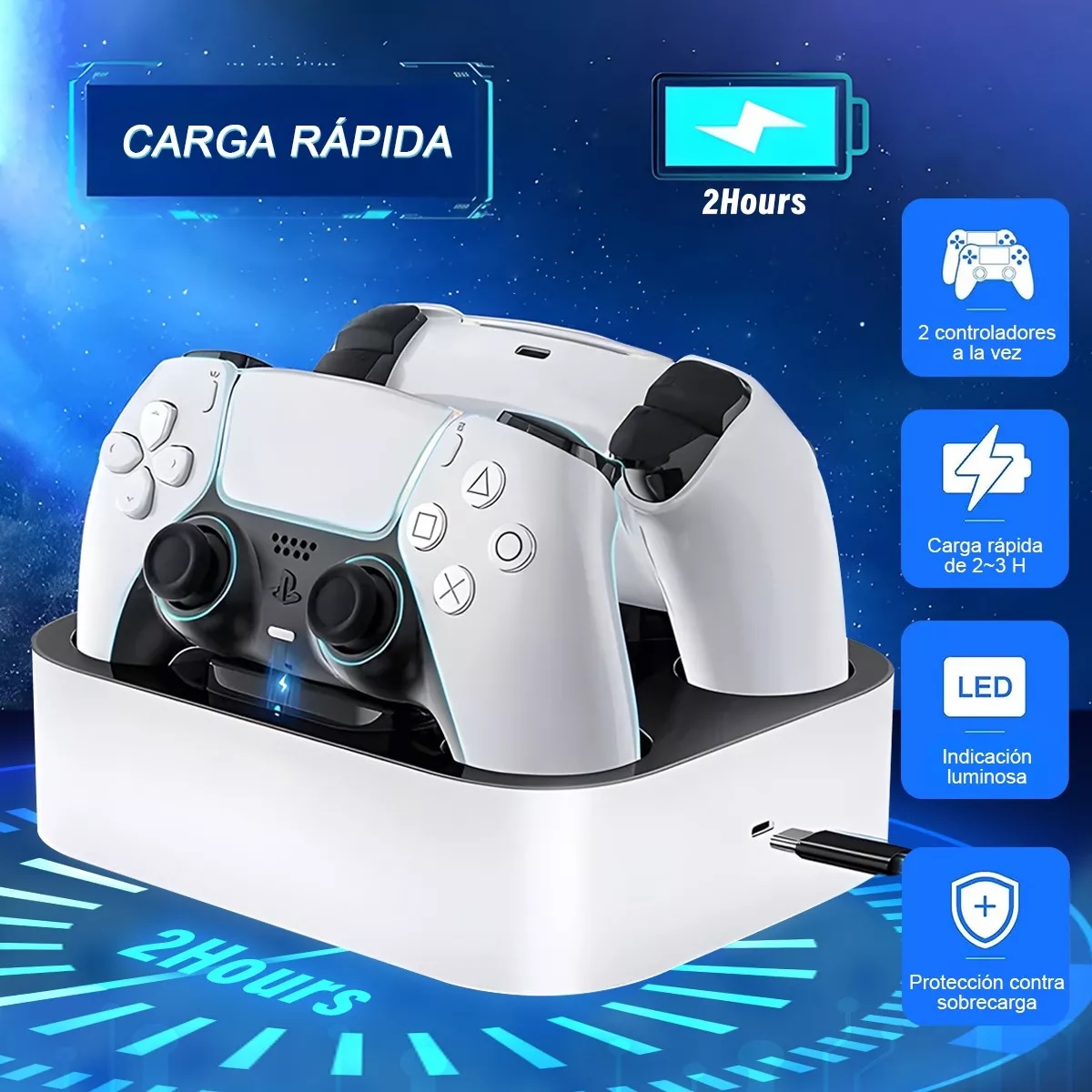 Estación De Carga Dual Para Joystick De Ps5