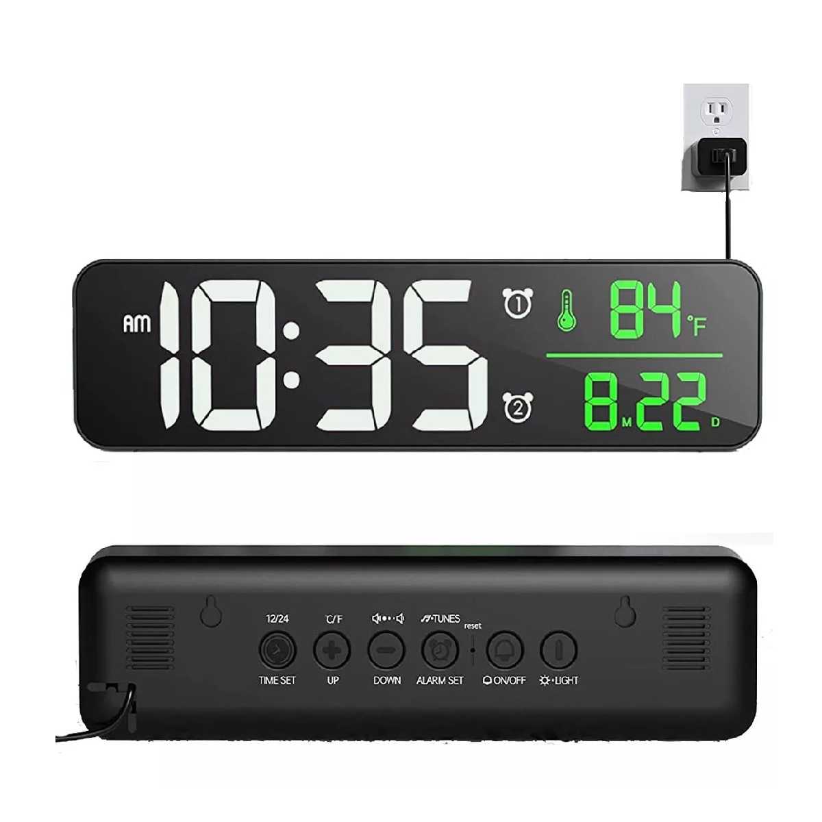 Reloj De Pared Digital Led Con Termómetro Alarmas Calendario