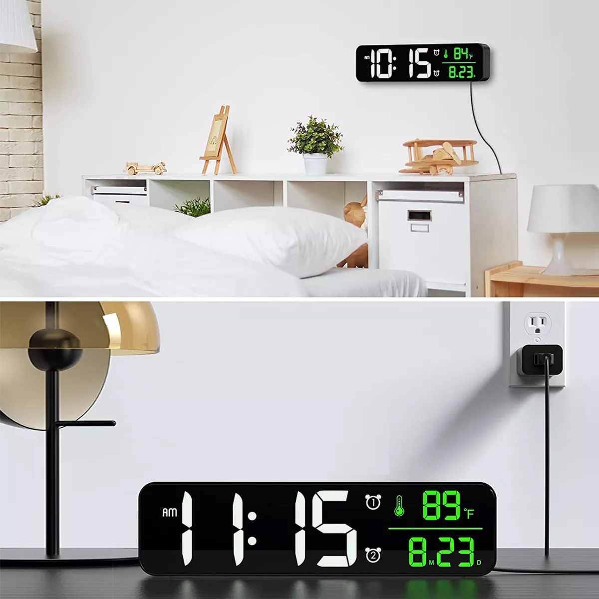 Reloj De Pared Digital Led Con Termómetro Alarmas Calendario