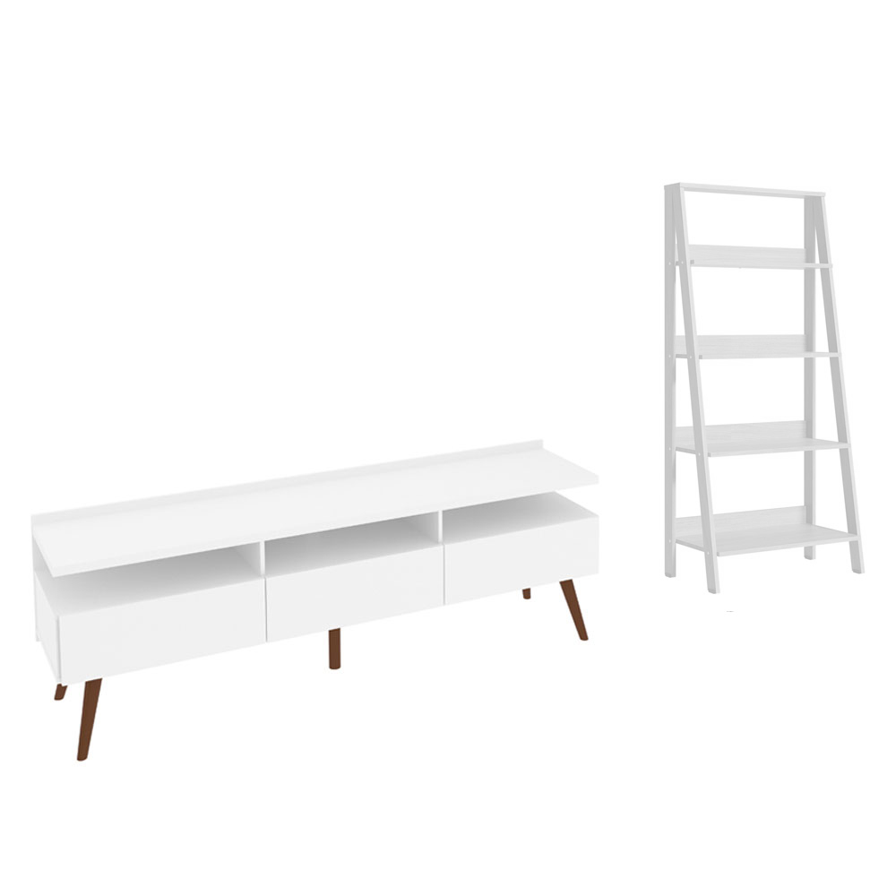 Mueble para Tv hasta 65 Pulgadas Madesa Londres y Mueble Estante Librero - Blanco