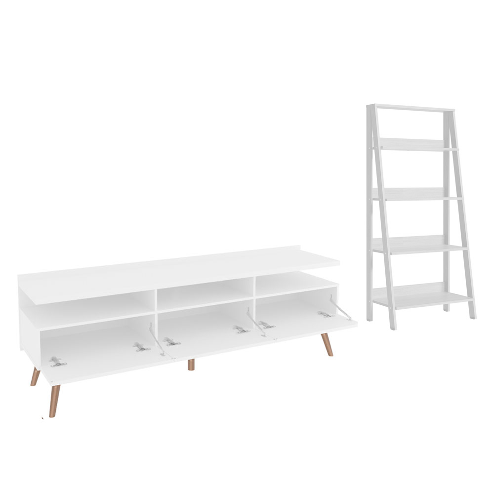 Mueble para Tv hasta 65 Pulgadas Madesa Londres y Mueble Estante Librero - Blanco