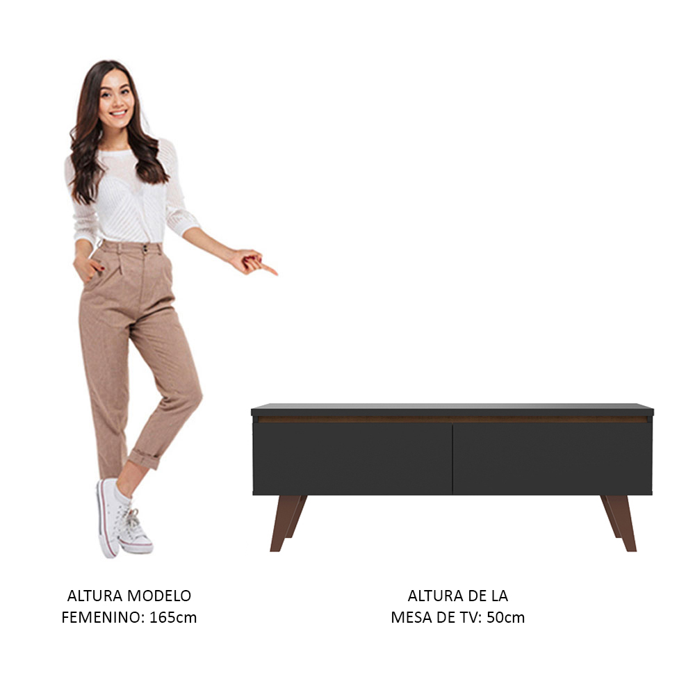 Mueble para Tv hasta 55 Pulgadas Madesa Le Mans con 2 Puertas Marrón/Negro