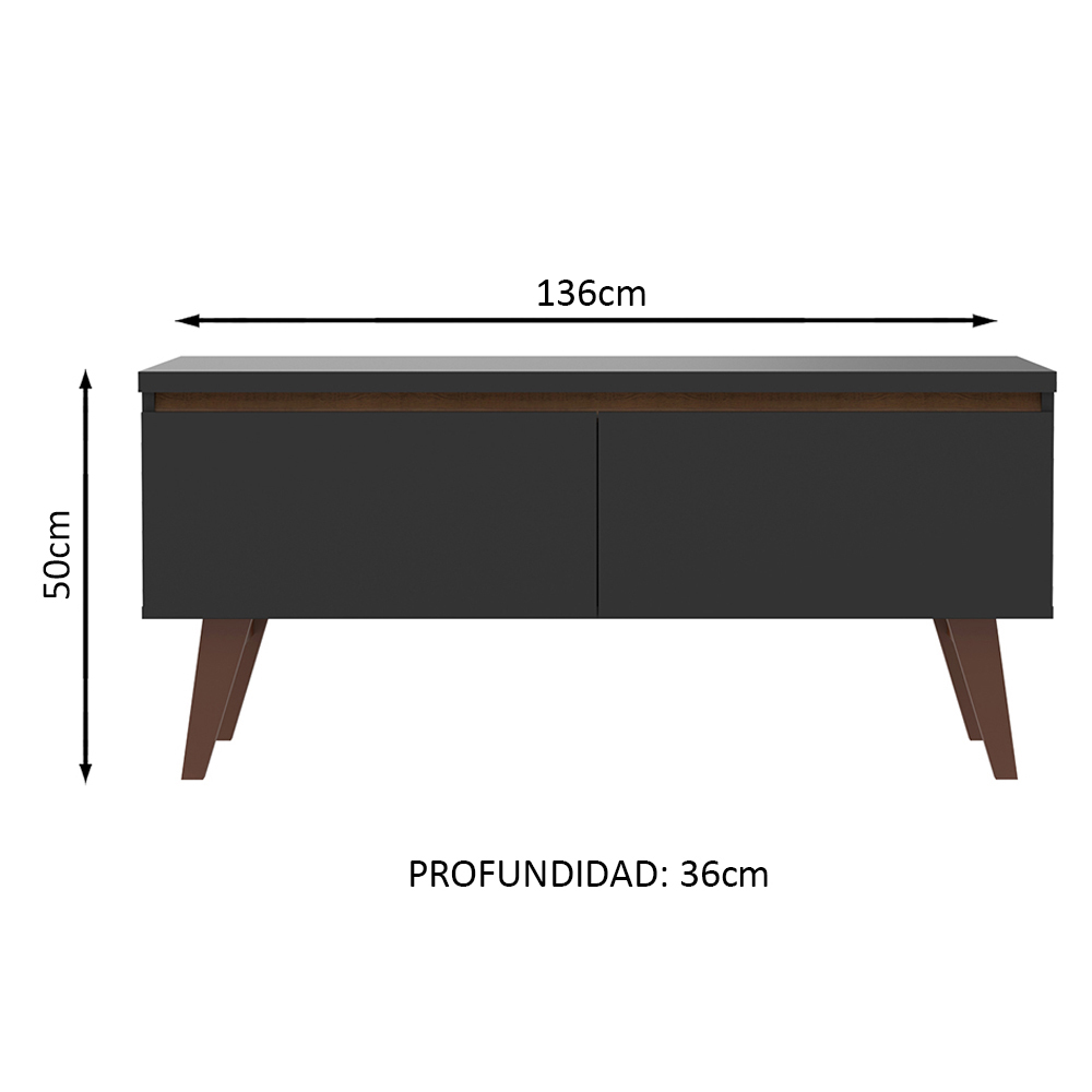 Mueble para Tv hasta 55 Pulgadas Madesa Le Mans con 2 Puertas Marrón/Negro