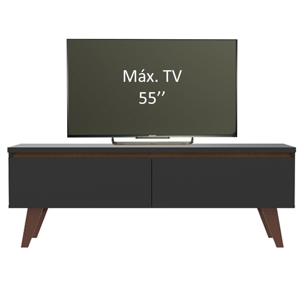 Mueble para Tv hasta 55 Pulgadas Madesa Le Mans con 2 Puertas Marrón/Negro