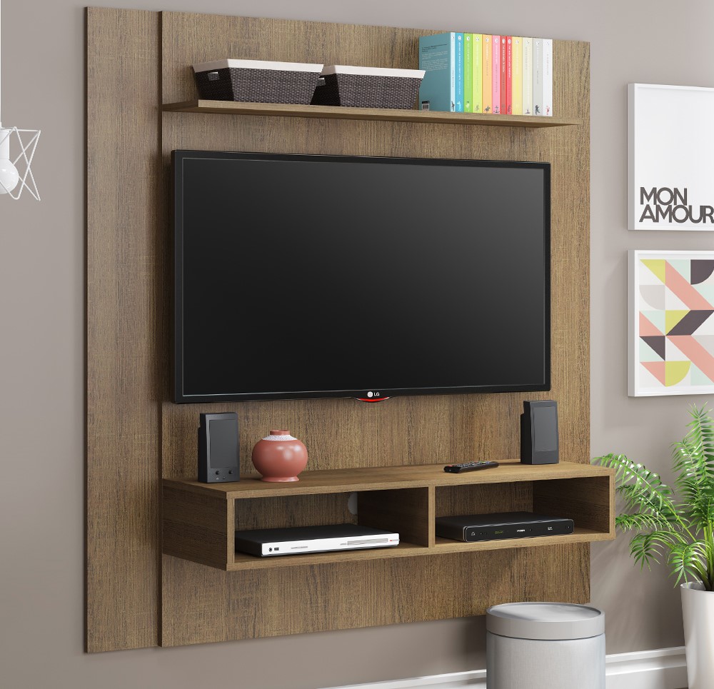 Panel para Tv hasta 50 Pulgadas Madesa Arizona con 1 Estante y 2 Nichos Marrón