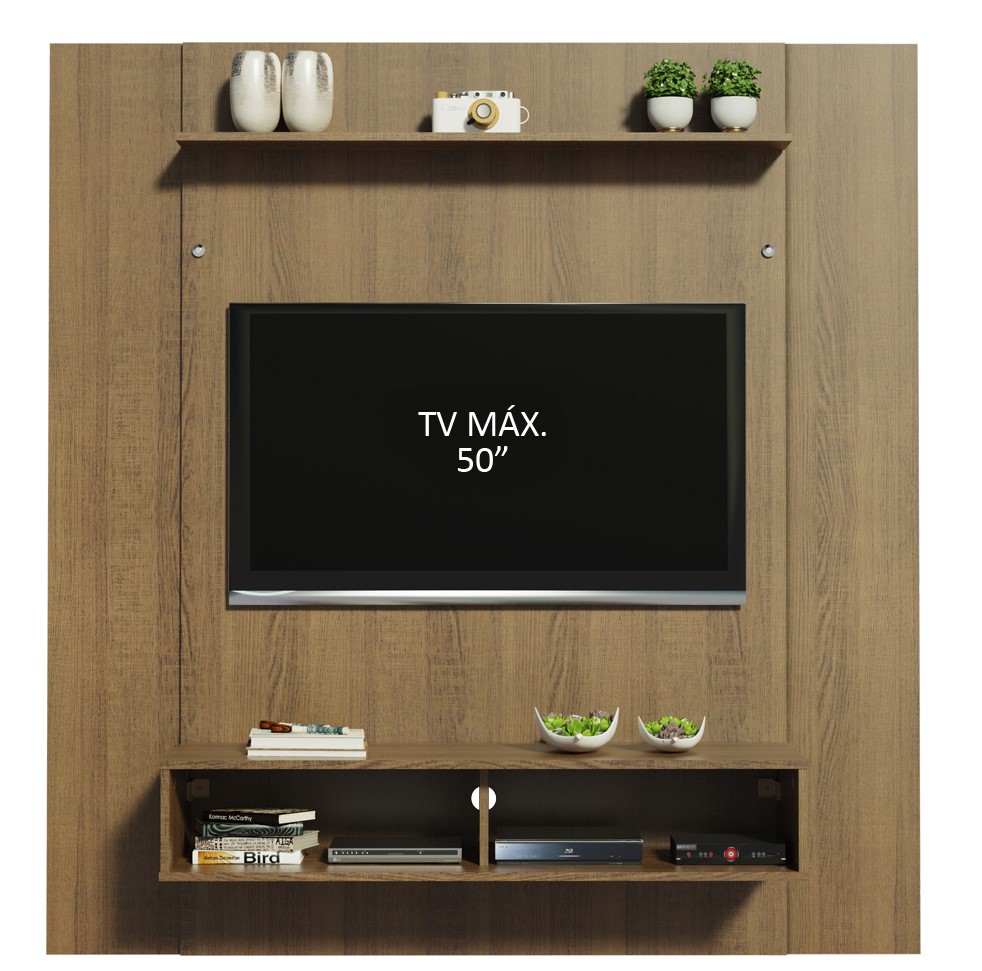 Panel para Tv hasta 50 Pulgadas Madesa Arizona con 1 Estante y 2 Nichos Marrón