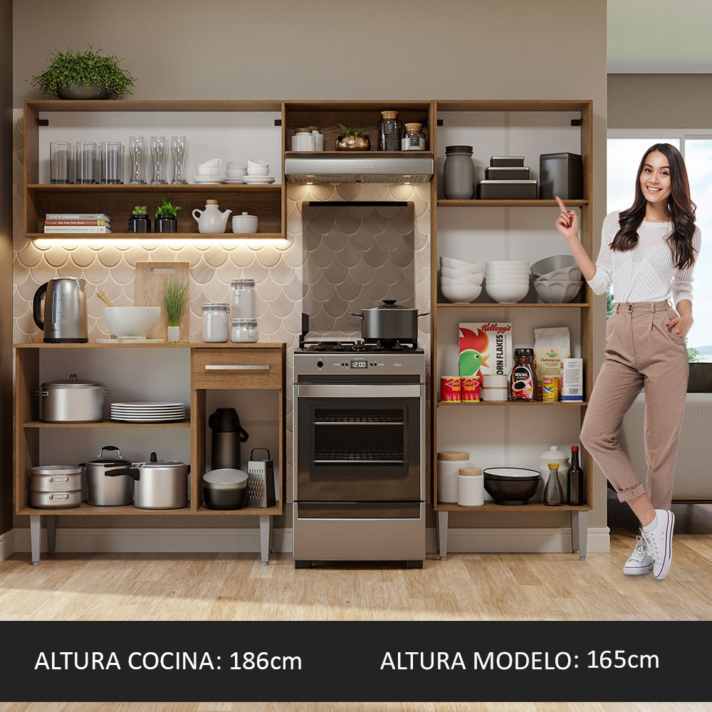 Mueble de Cocina Compacto 229cm Marrón Emilly Pop Madesa 02