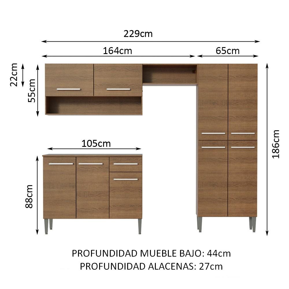 Mueble de Cocina Compacto 229cm Marrón Emilly Pop Madesa 02