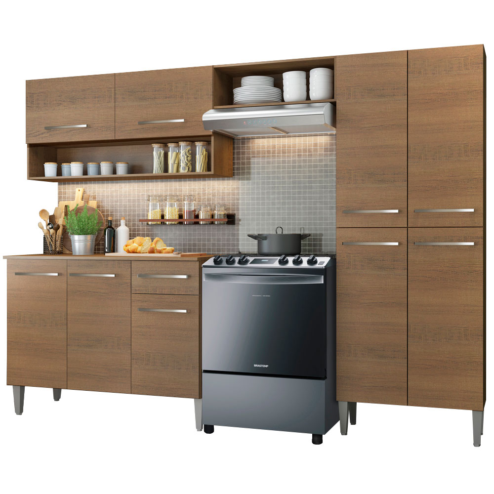 Mueble de Cocina Compacto 229cm Marrón Emilly Pop Madesa 02