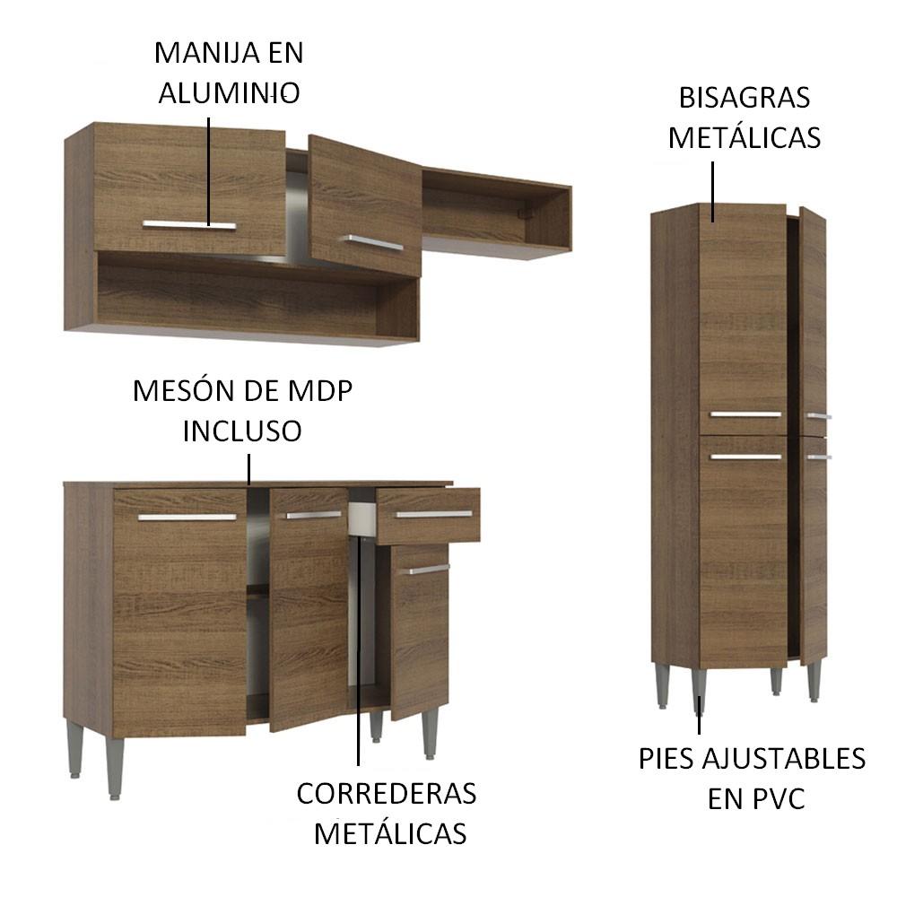 Mueble de Cocina Compacto 229cm Marrón Emilly Pop Madesa 02
