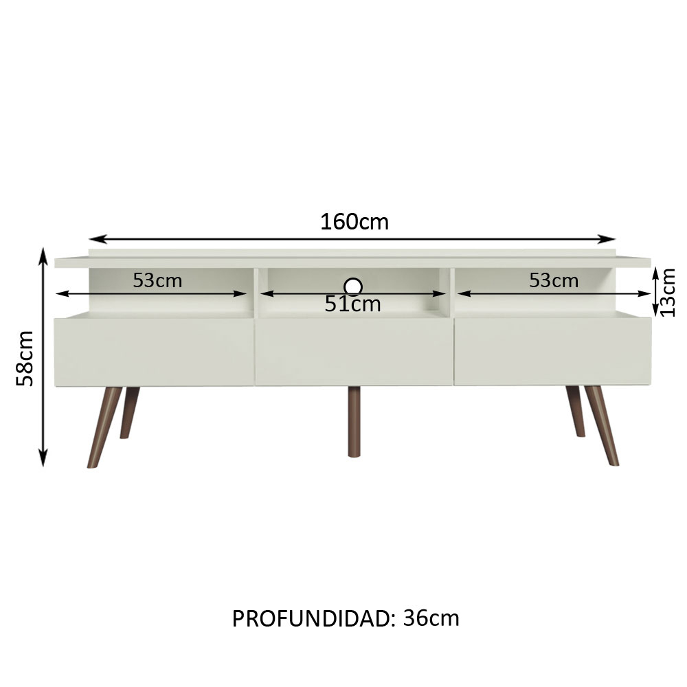 Mueble para Tv hasta 65 Pulgadas Madesa Londres con Patas Retro Negro