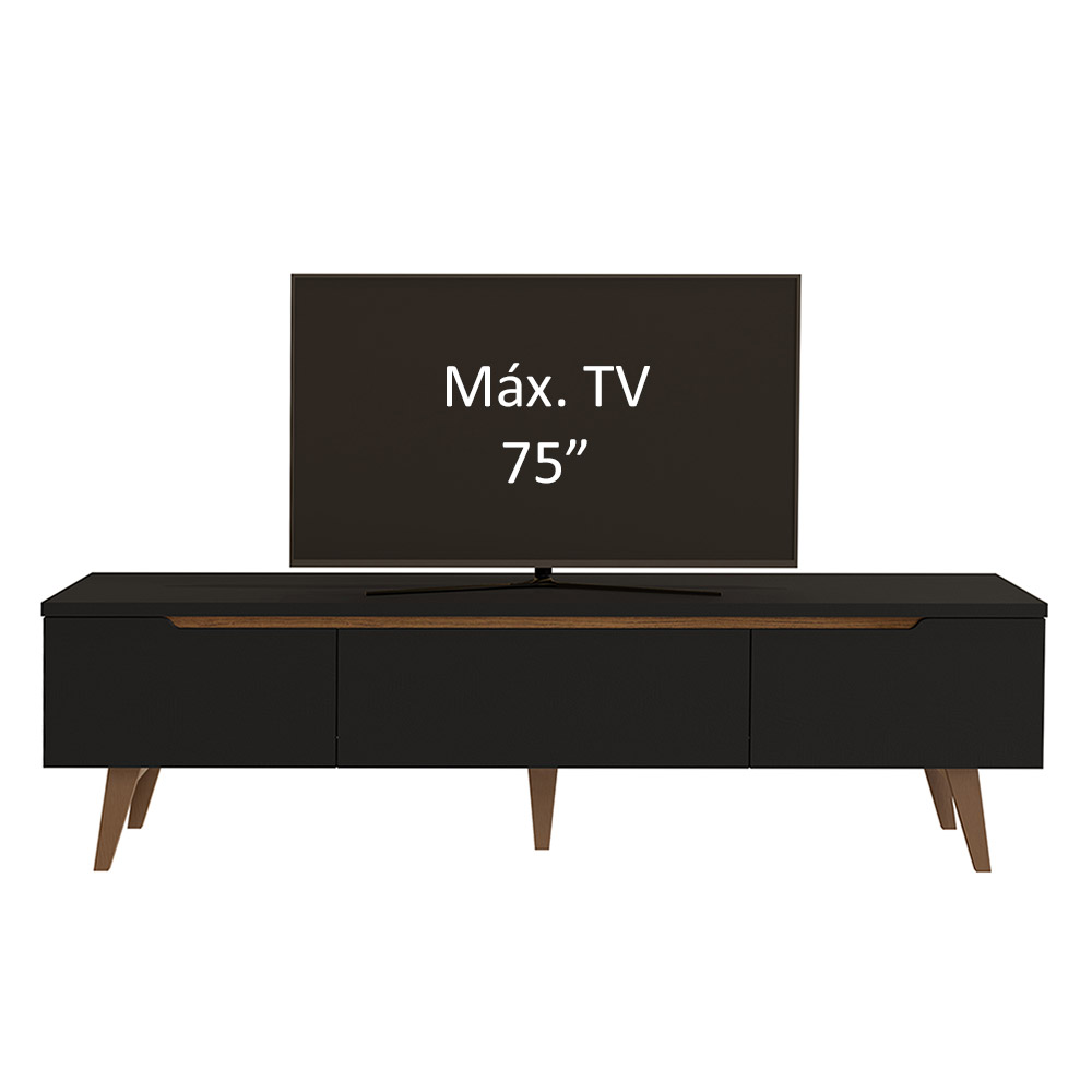 Mueble para Tv hasta 75 Pulgadas Madesa Reims 2 Puertas 1 Cajón - Negro