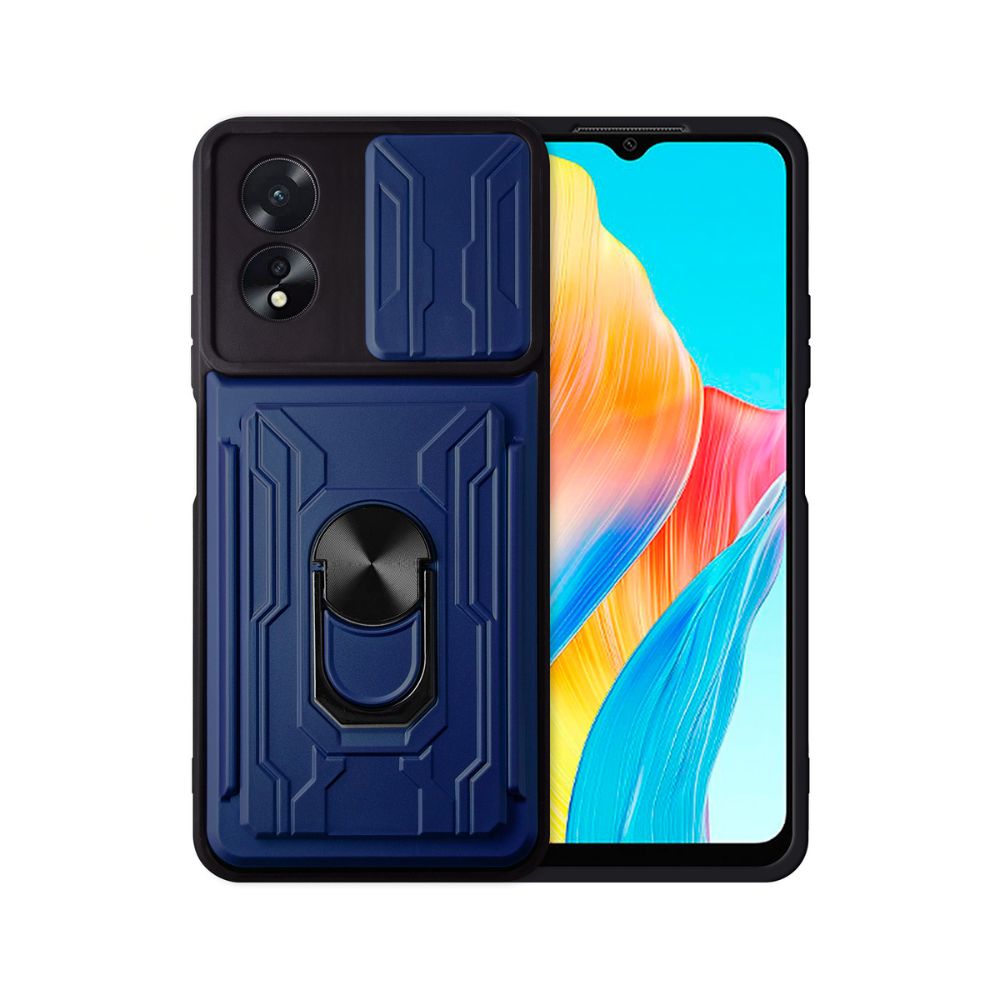 Funda Anillo y Tarjetero Card Slot para Oppo A38 Azul