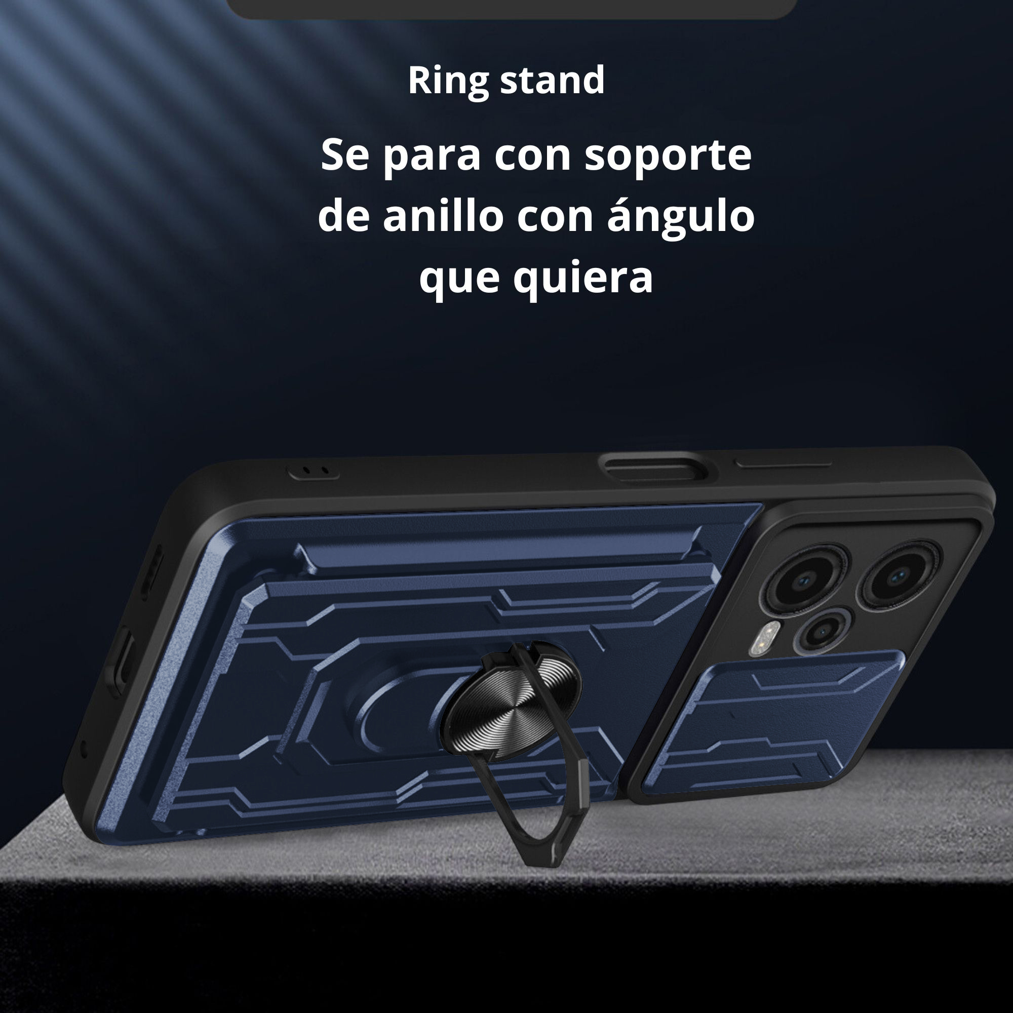 Funda Anillo y Tarjetero Card Slot para Oppo A38 Azul
