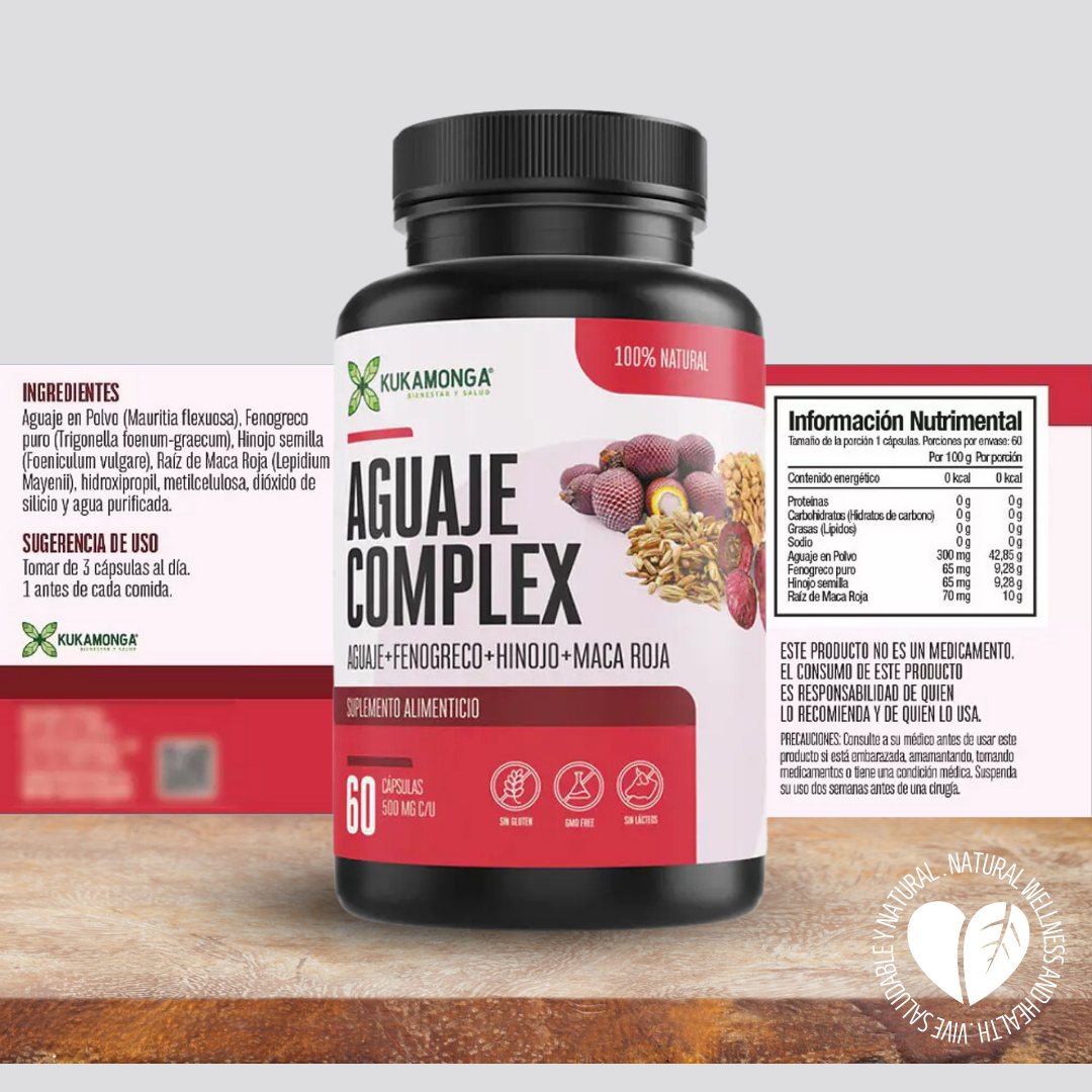 Aguaje + Fenogreco + Hinojo + Maca Roja - 60 Cápsulas