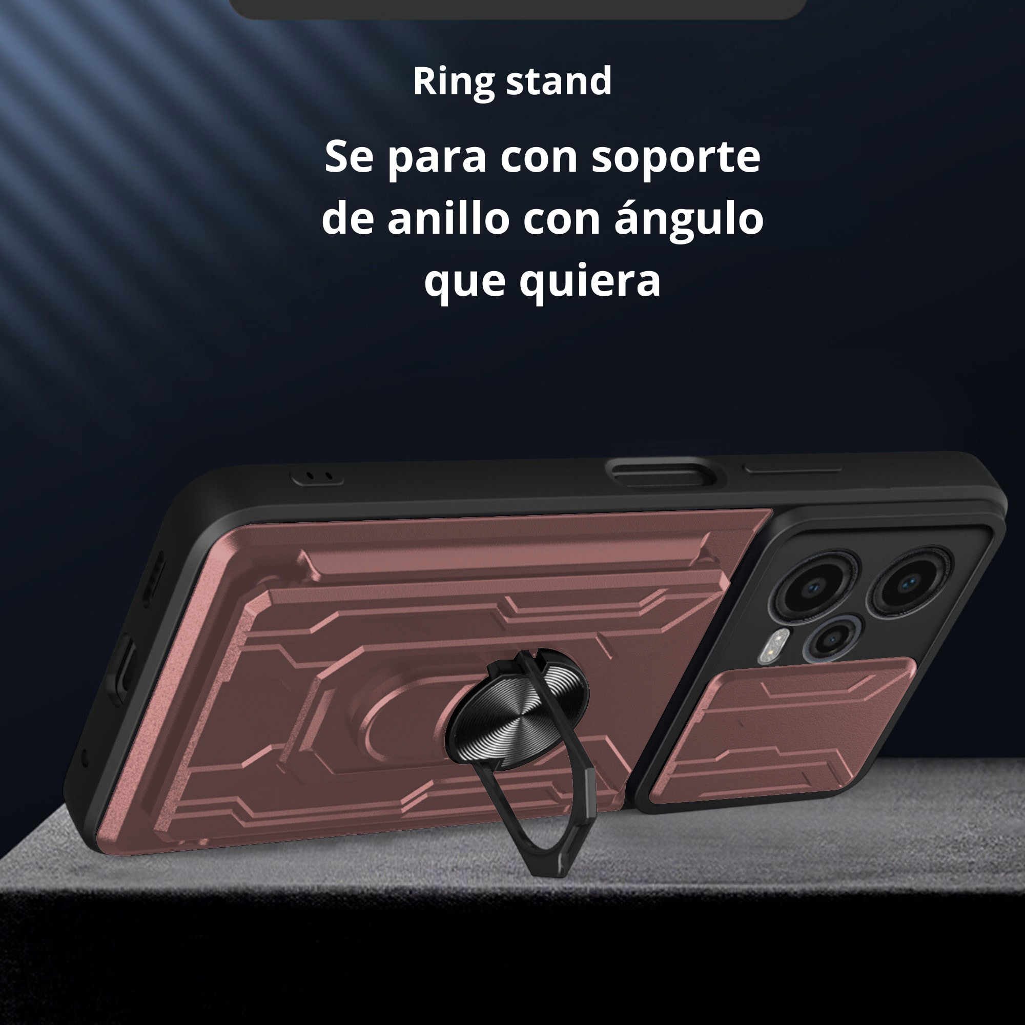 Funda Anillo y Tarjetero Card Slot para Oppo A38 Rosa