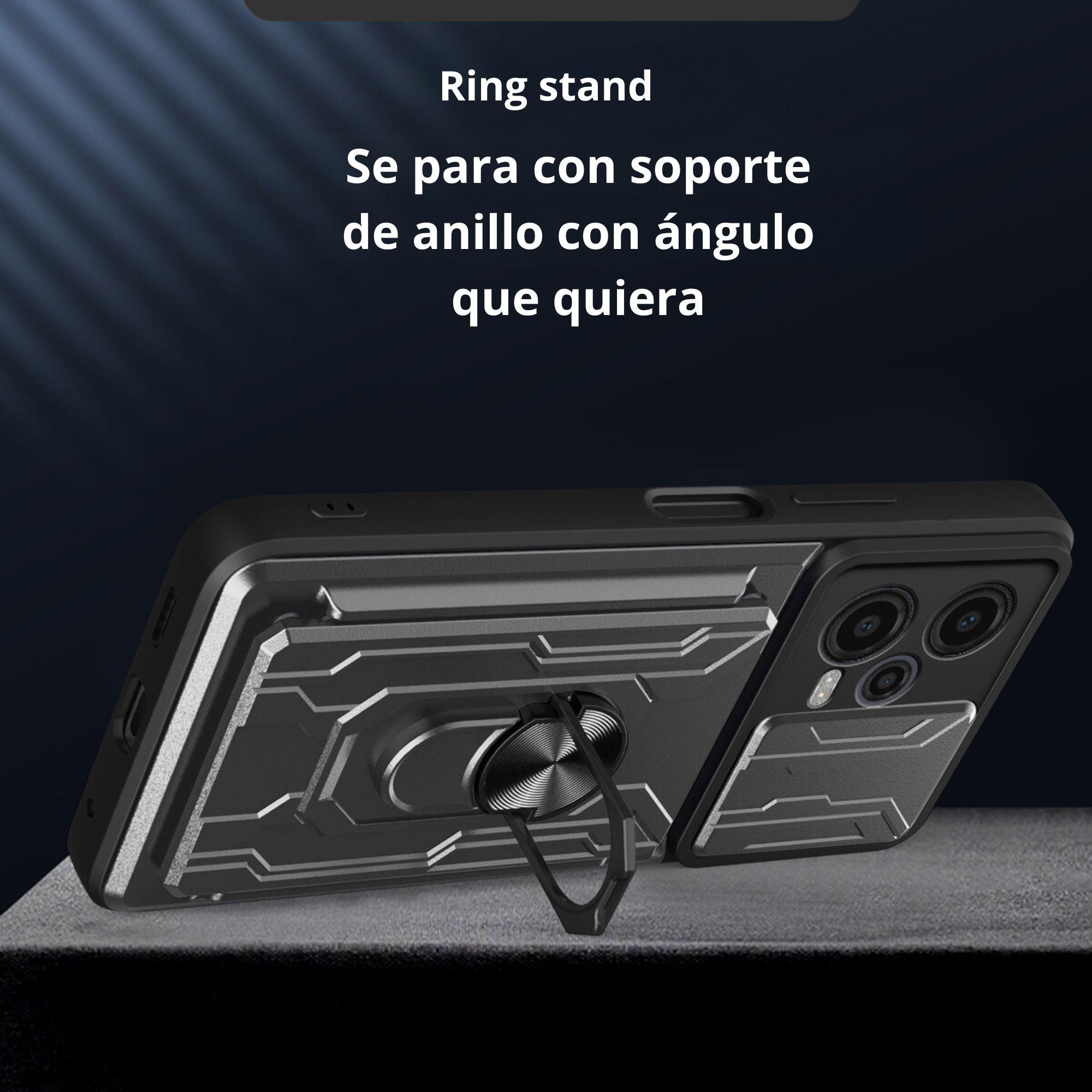 Funda Anillo y Tarjetero Card Slot para Oppo Reno 11 5G Negro