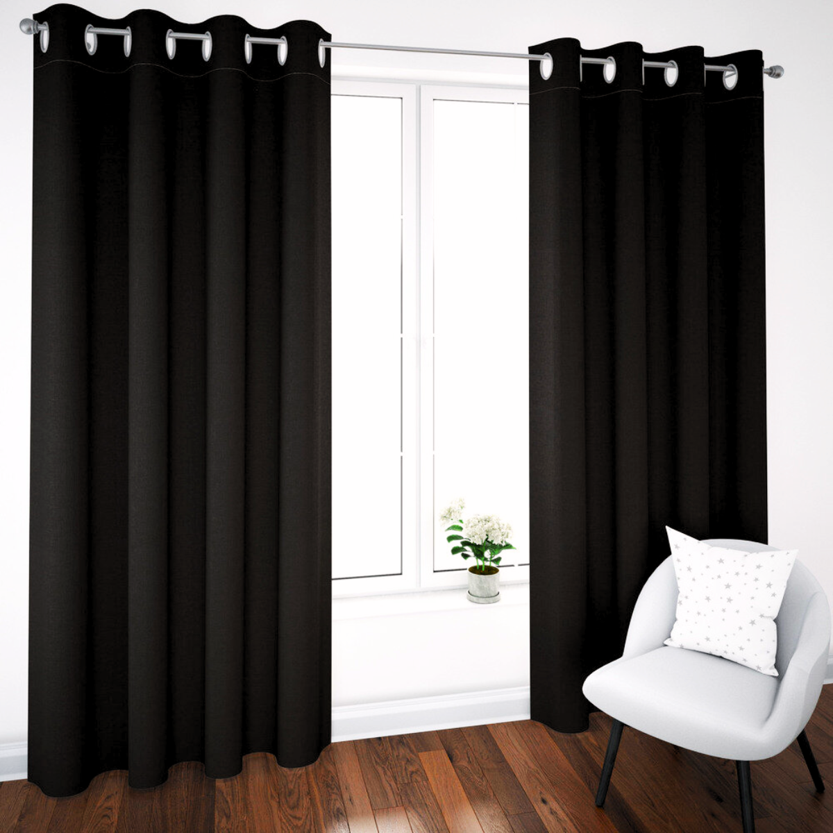 Cortina BlackOut  Rebeca - 2 Paneles calidad Premium 95% Oscuridad- 300 x 230 cm de altura - Color Negro.