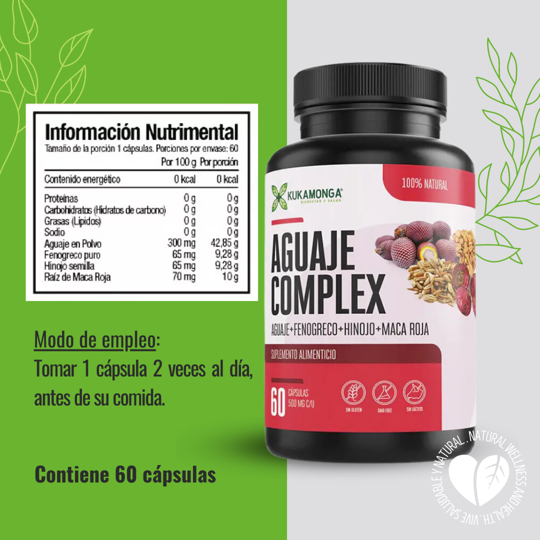 Aguaje + Fenogreco + Hinojo + Maca Roja - 60 Cápsulas