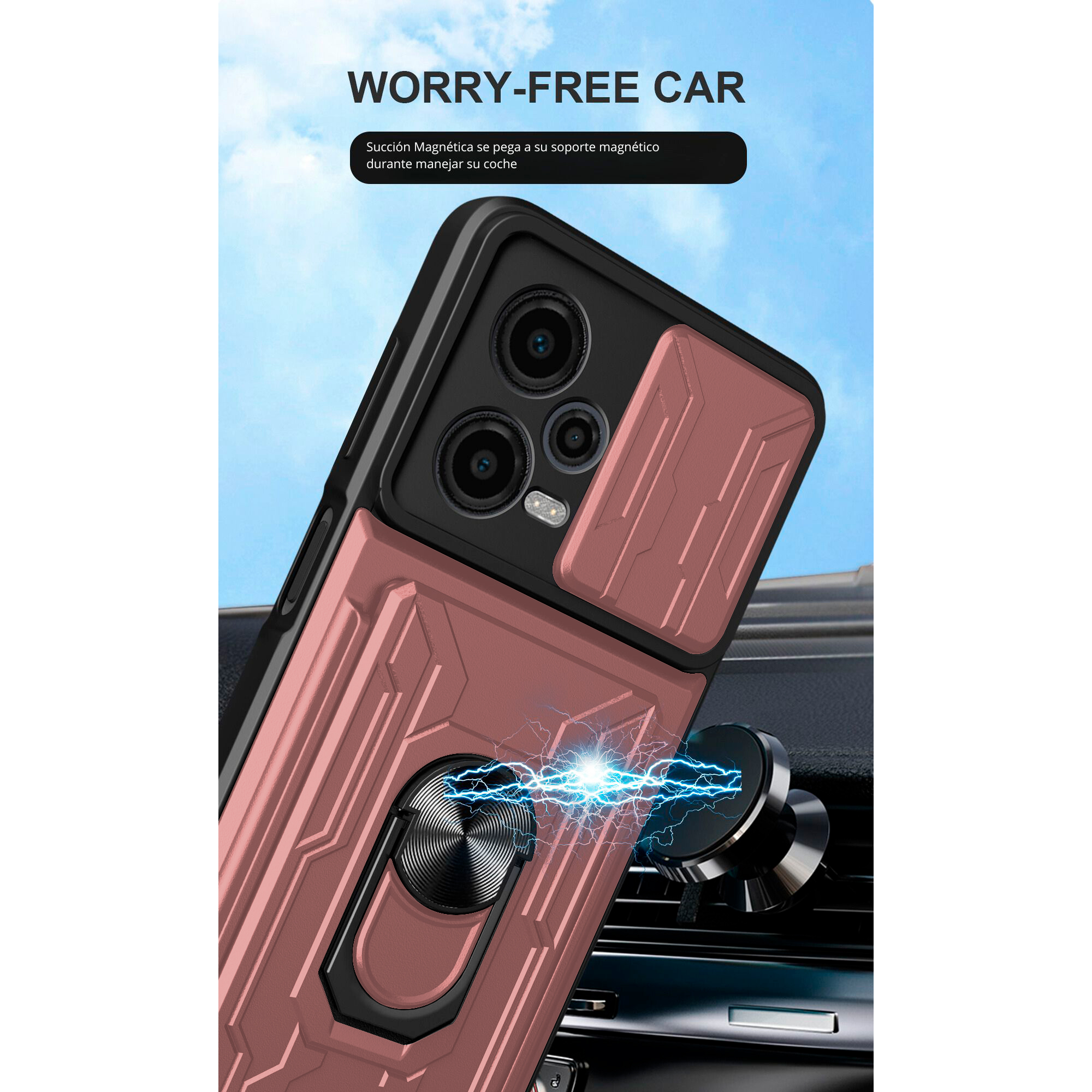 Funda Anillo y Tarjetero Card Slot para Oppo A38 Rosa