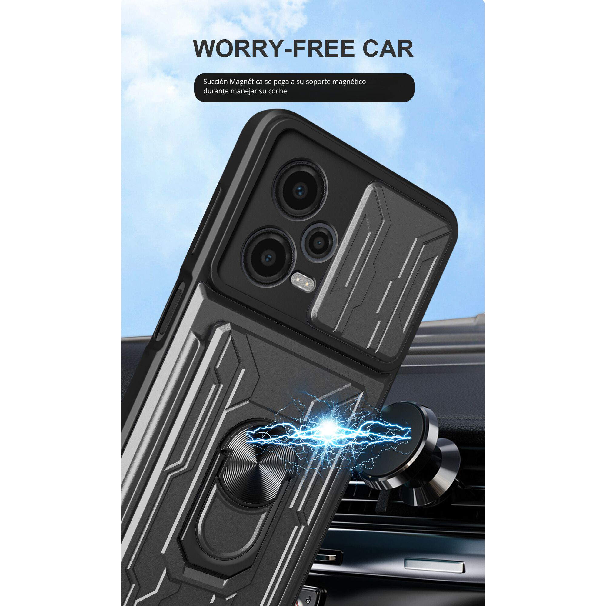 Funda Anillo y Tarjetero Card Slot para Oppo Reno 11 5G Negro