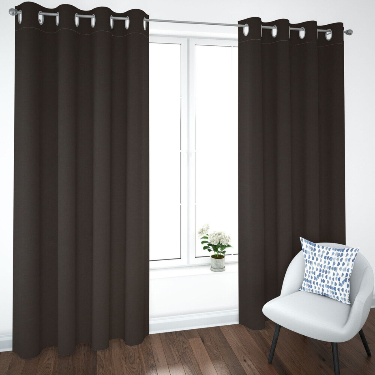 Cortina BlackOut Rebeca - 2 Paneles calidad Premium 95% Oscuridad- 300 x 230 cm de altura - Color Chocolate.