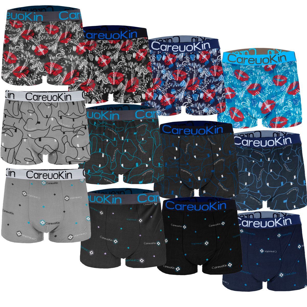 Paquete de 12 Boxer surtido en Estampados y Colores Para Hombre tela Suave 