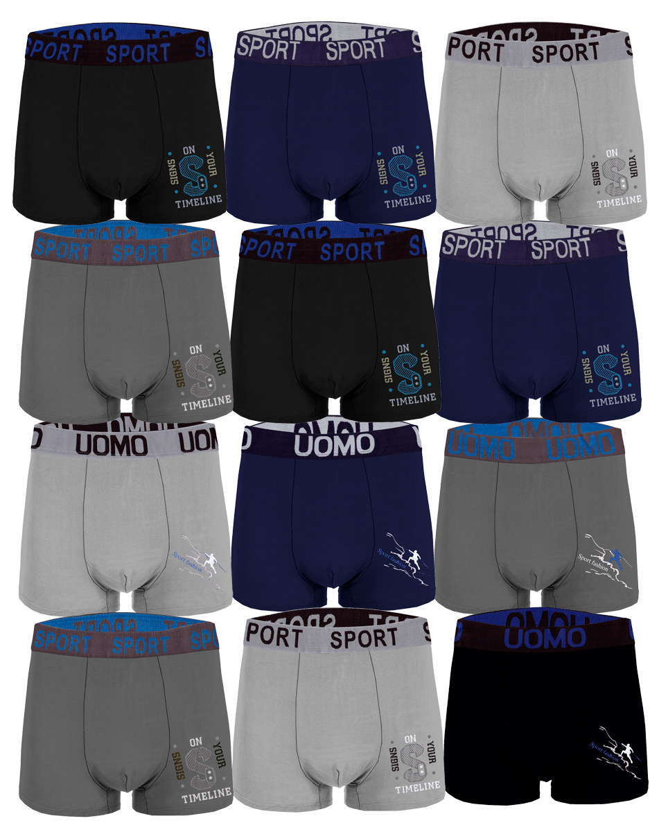 Paquete de 12 Boxer liso con Estampados Para Hombre tela Suave