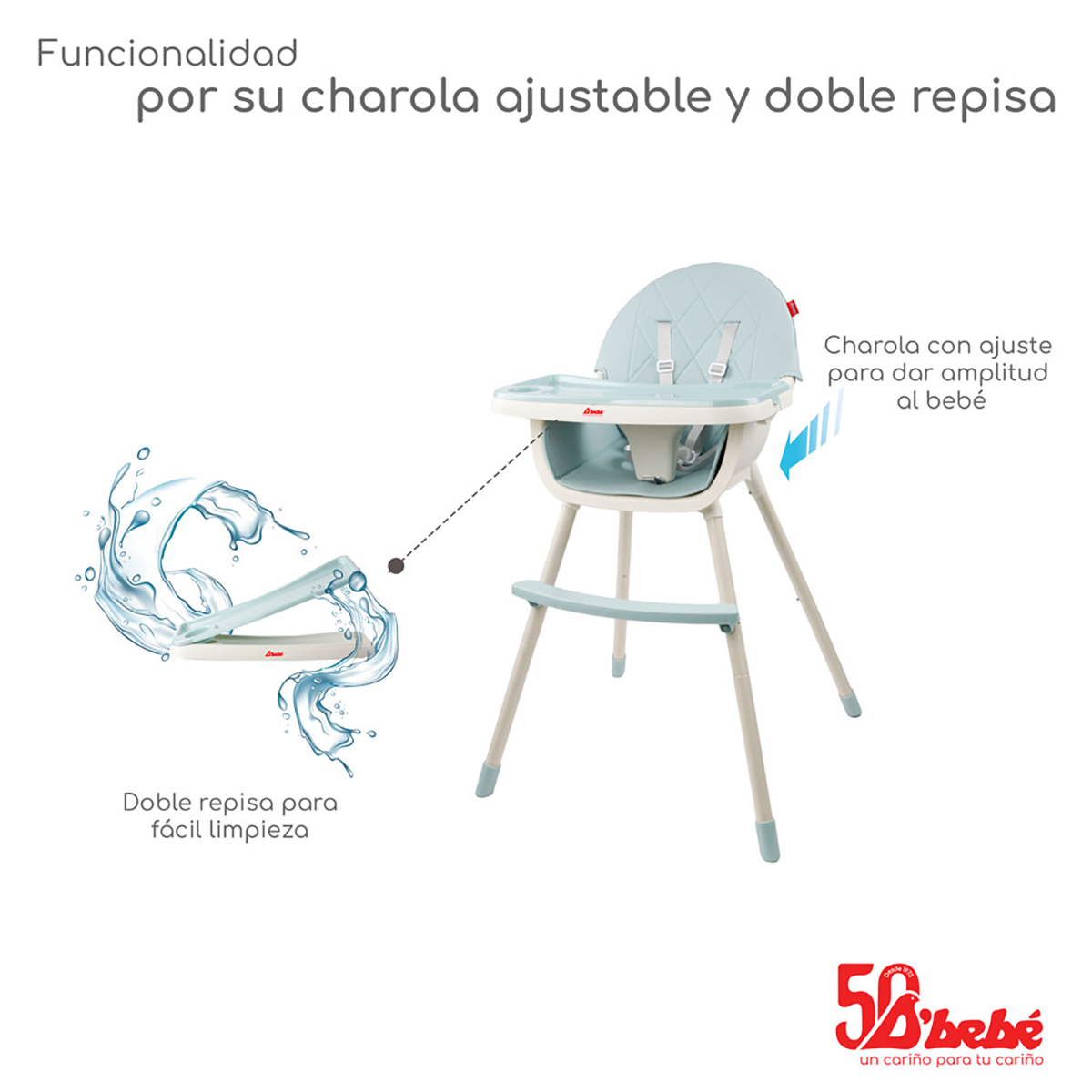 Silla Alta Periquera D'bebé Cosmic 3 en 1 Azul