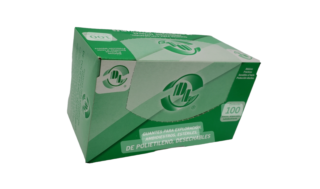 Guante de polipropileno para exploración tamaño grande estéril caja con 100 piezas. DL